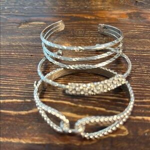 Paparazzi Silver Textured Cuff Bracelets Set